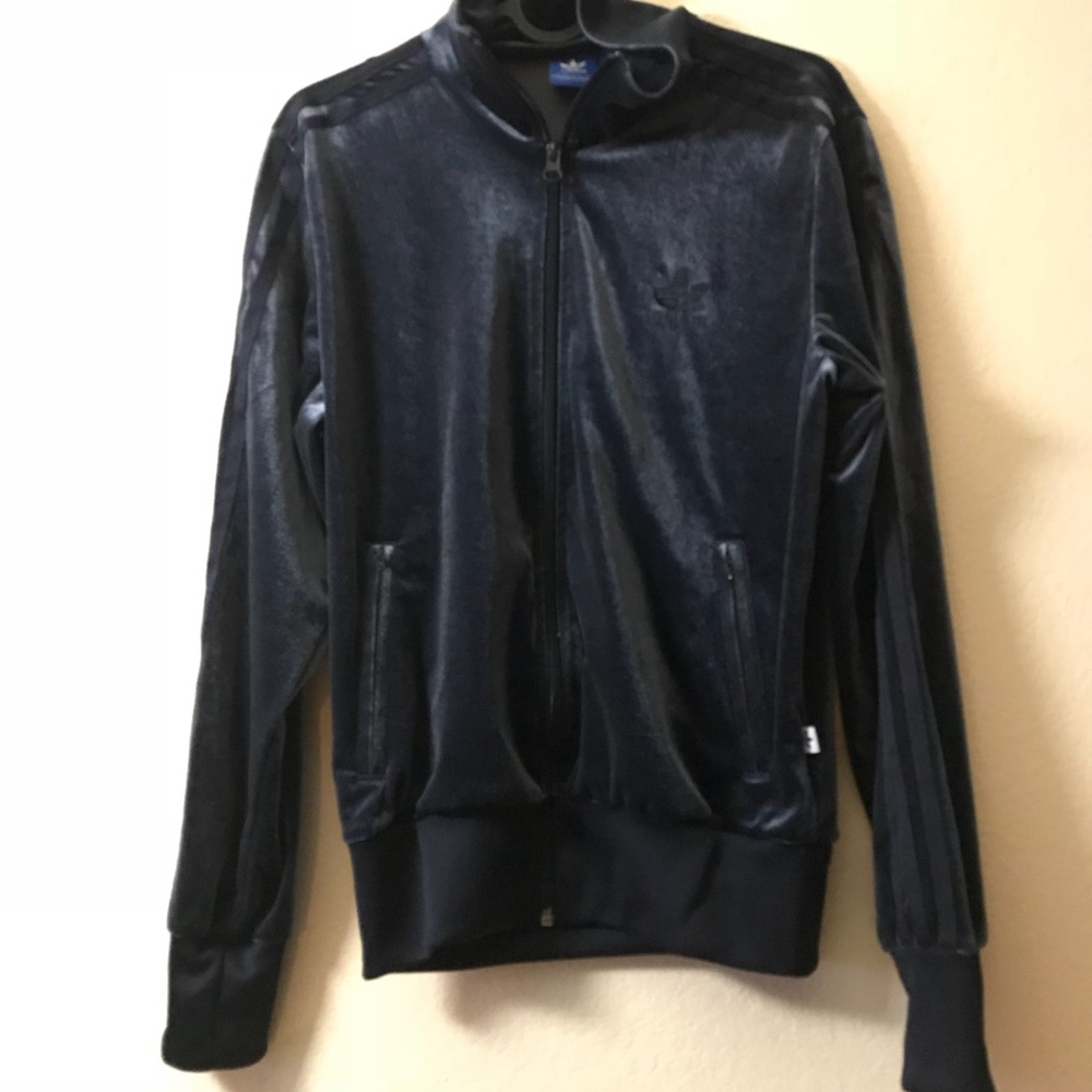 Adidas velvet blue jumpsuit jacket